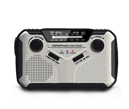 Davy | Emergency Radio with Crank and Solar Cell – Portable Dynamo Radio with Power Bank and LED Flashlight