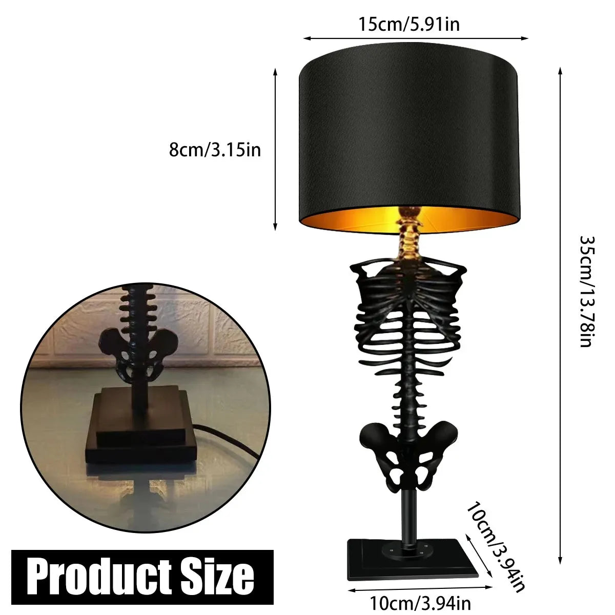 Davy | Gothic Skeleton Table Lamp | Handmade Art Design
