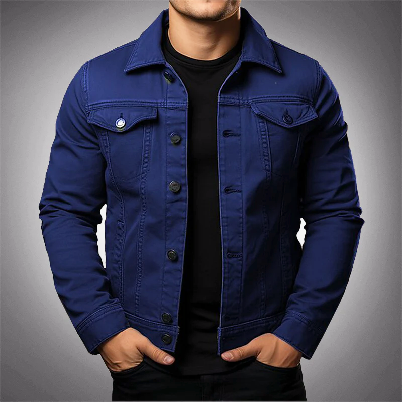 Davy | Men's Button-Front Denim Jacket with Polo Collar