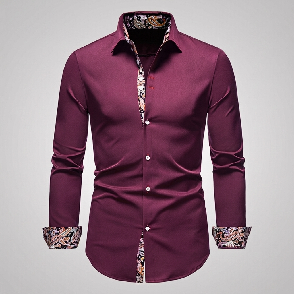 Davy | Men's Dress Shirt with Paisley Print Accents