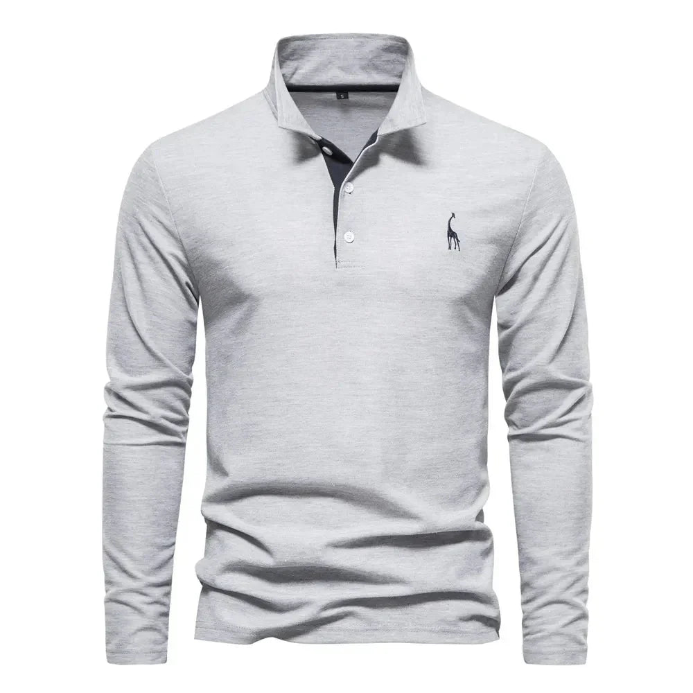 Davy | Men's Embroidered Long Sleeve Polo Shirt