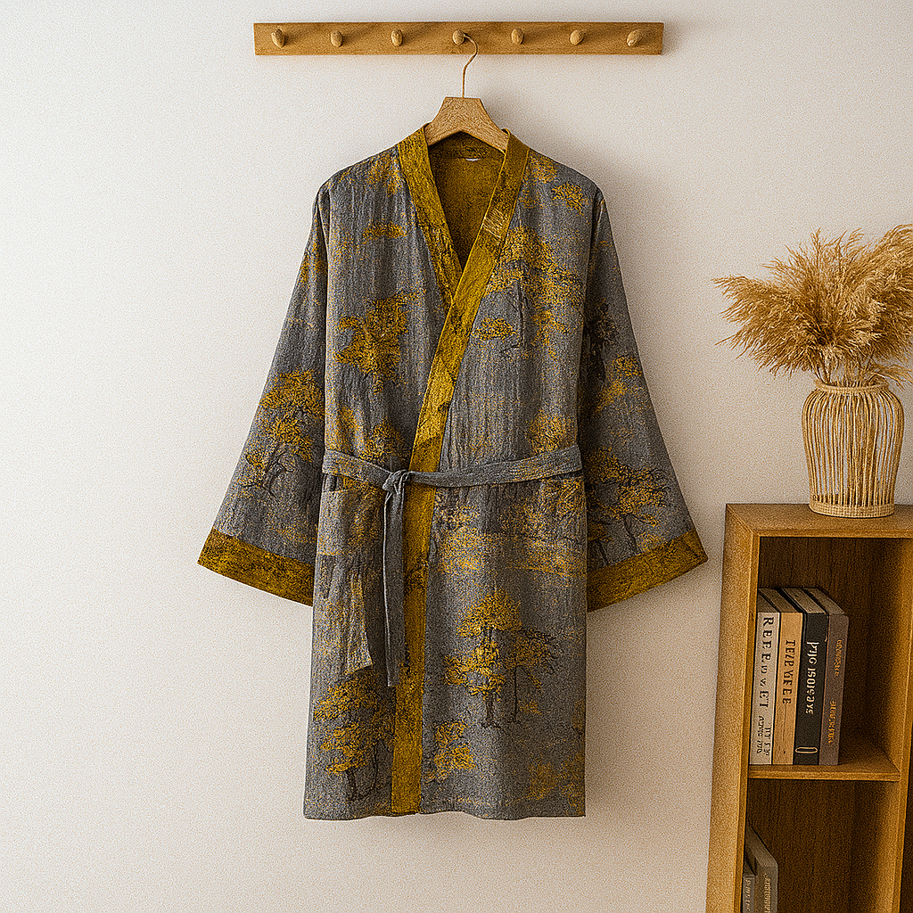Davy | Men's Kimono Robe with Jacquard Print