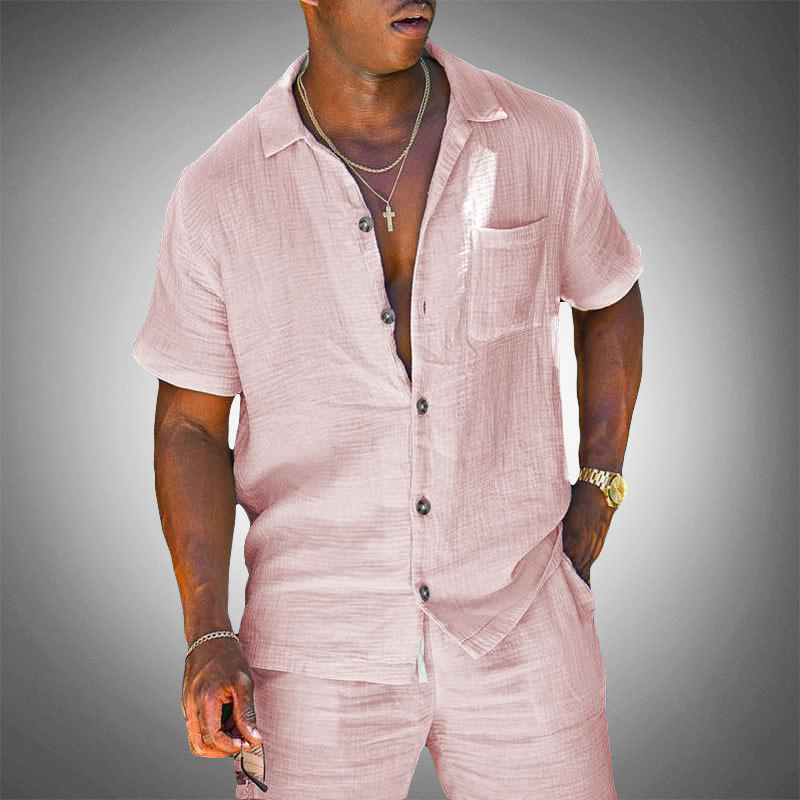 Davy | Men's Linen Beach Set - Short Sleeve Shirt & Shorts