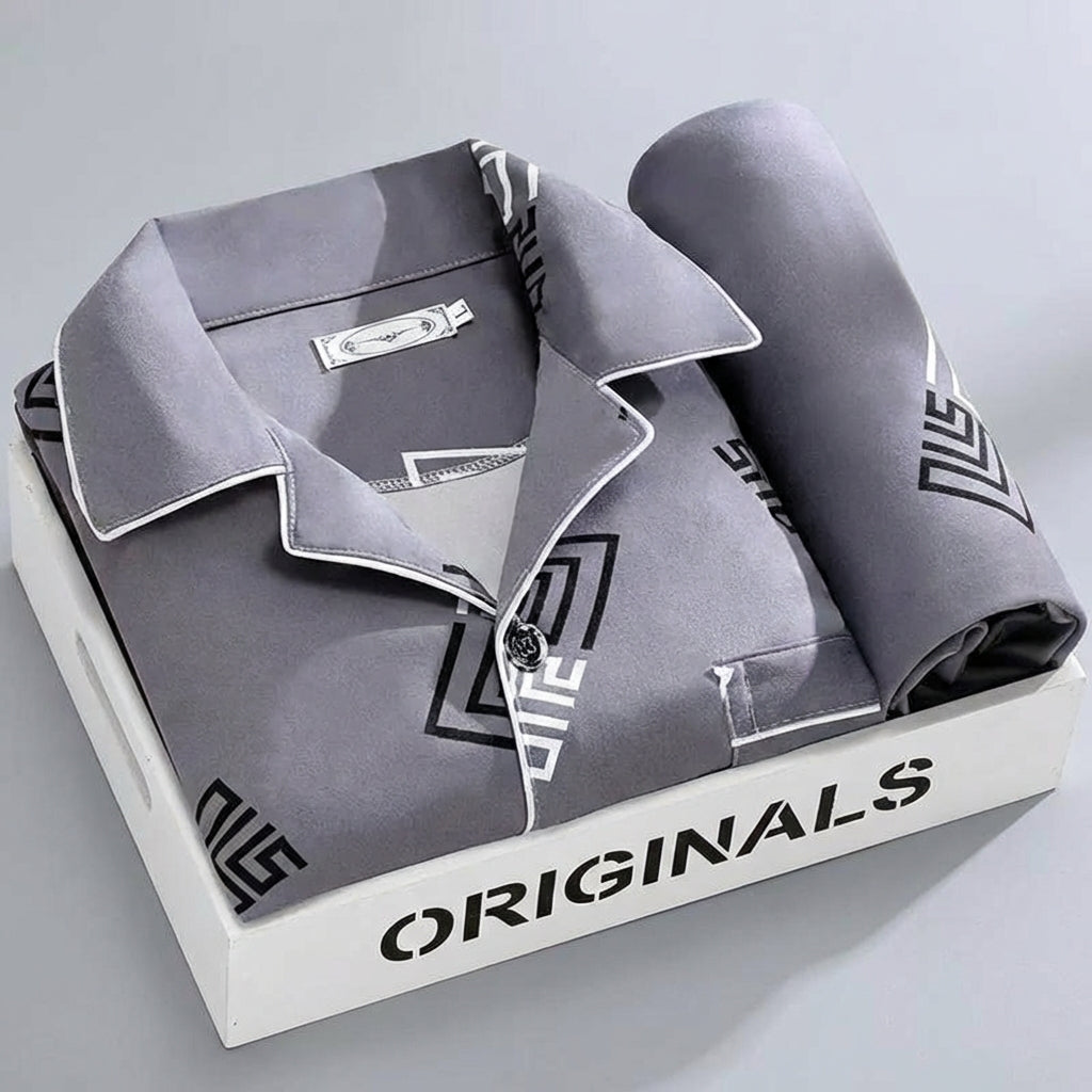 Davy | Men's Plaid Pyjama Set with Button-Up Shirt