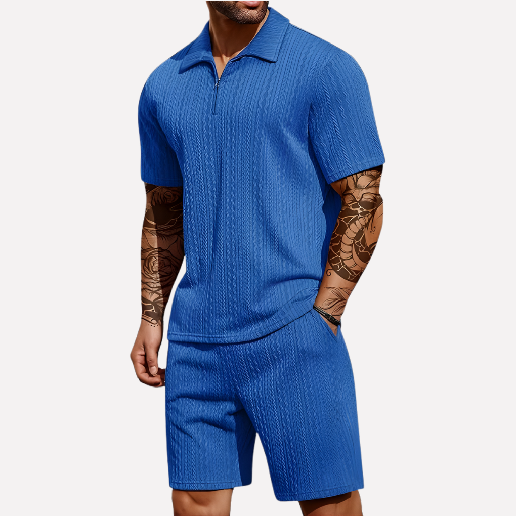 Davy | Men's Quarter-Zip Polo & Shorts Set