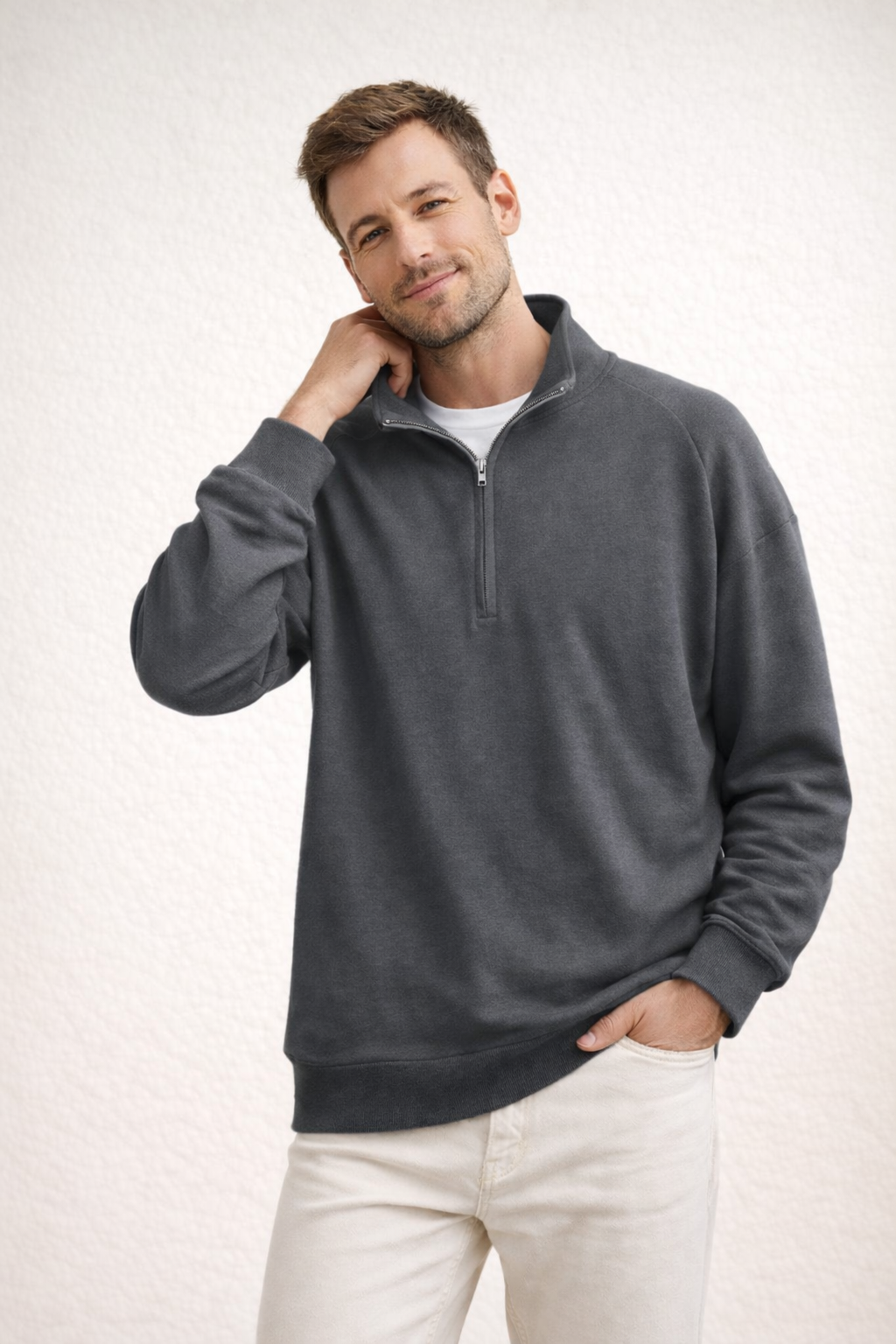 Davy | Men's Top Half-Zip with Stand-Up Collar