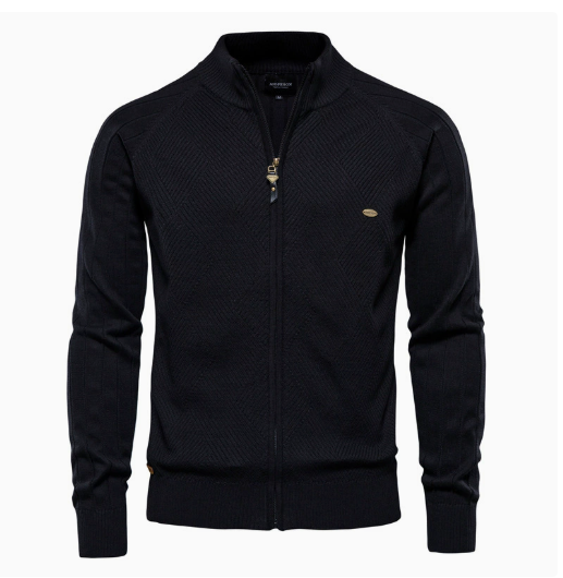 Davy | Men's Zip-Up Cardigan Sweater with Ribbed Detail