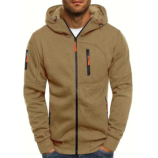 Davy | Men's Zip-Up Hoodie with Contrast Zipper Details