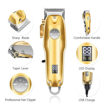 Davy | Professional Hair Clippers for Men Gold Set | Gold Cordless Clippers