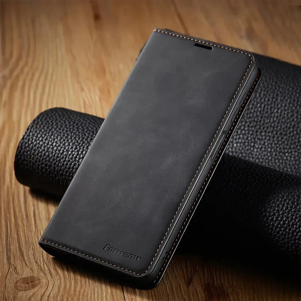 Davy Samsung Case: Magnetic Leather Bag for Stylish Protection