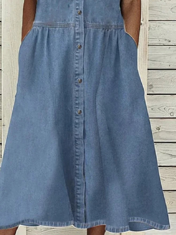 Davy | Women's Button-Front Midi Dress with Pockets