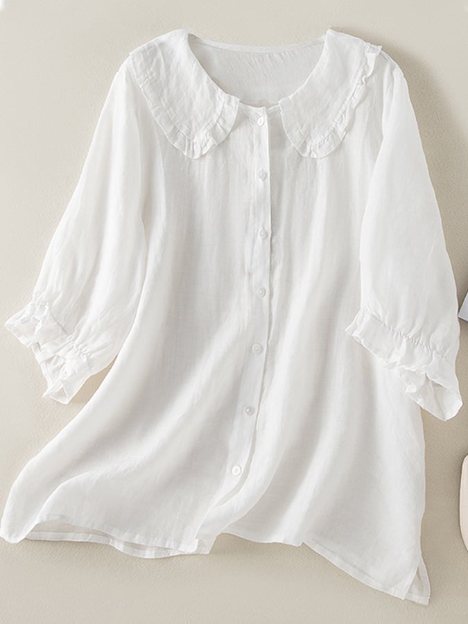 Davy | Women's Button-Front Shirt with Ruffled Collar