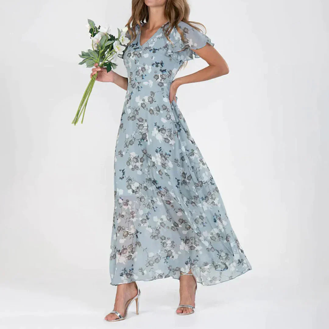 Davy | Women's Floral Maxi Dress with Butterfly Sleeves