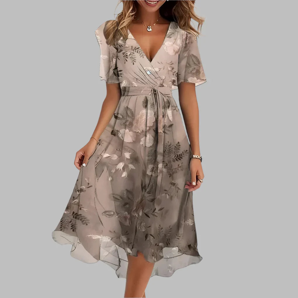 Davy | Women's Floral V-Neck Midi Dress