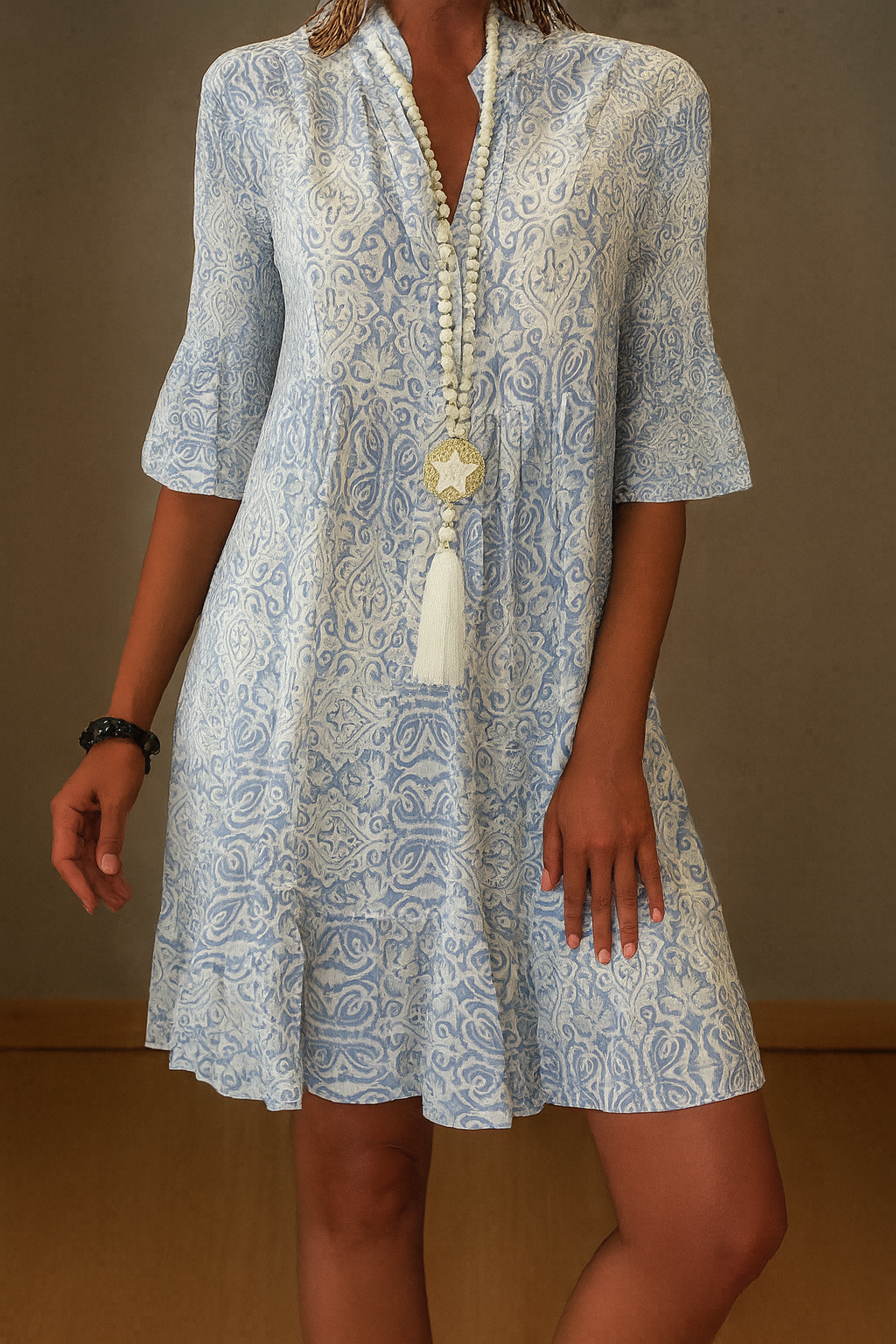 Davy | Women's Flowy Paisley Midi Dress with Tiered Skirt