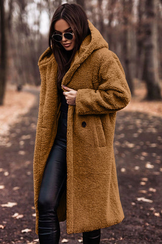 Davy | Women's Long Teddy Coat with Hood