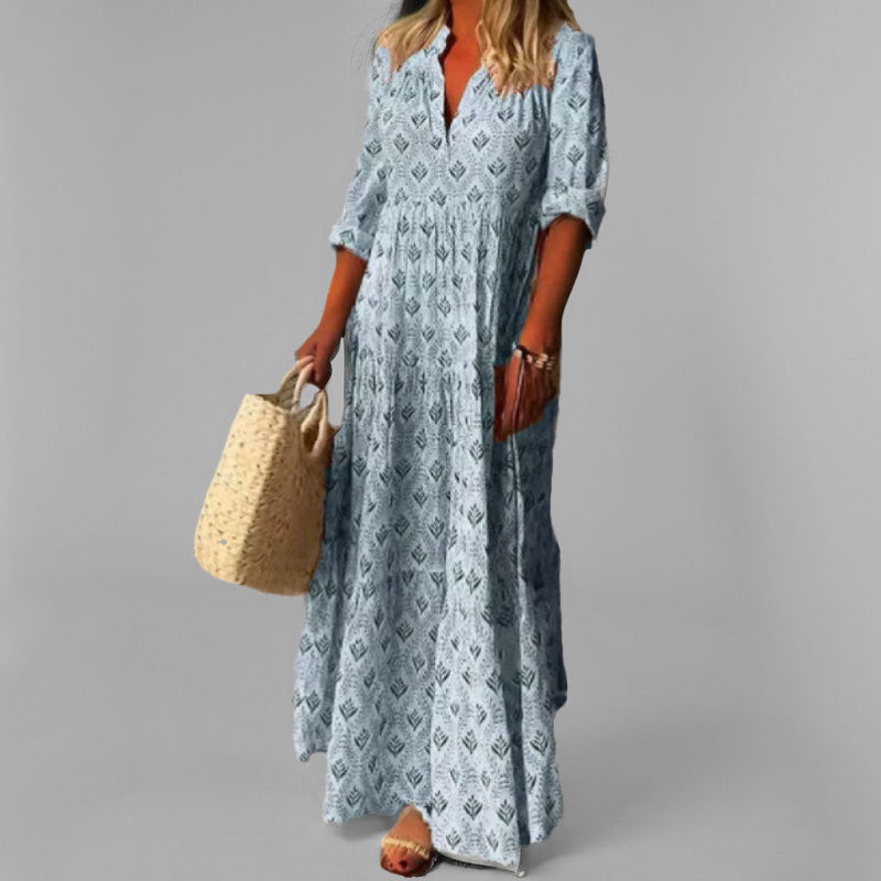 Davy | Women's Tiered Maxi Dress with V-Neck