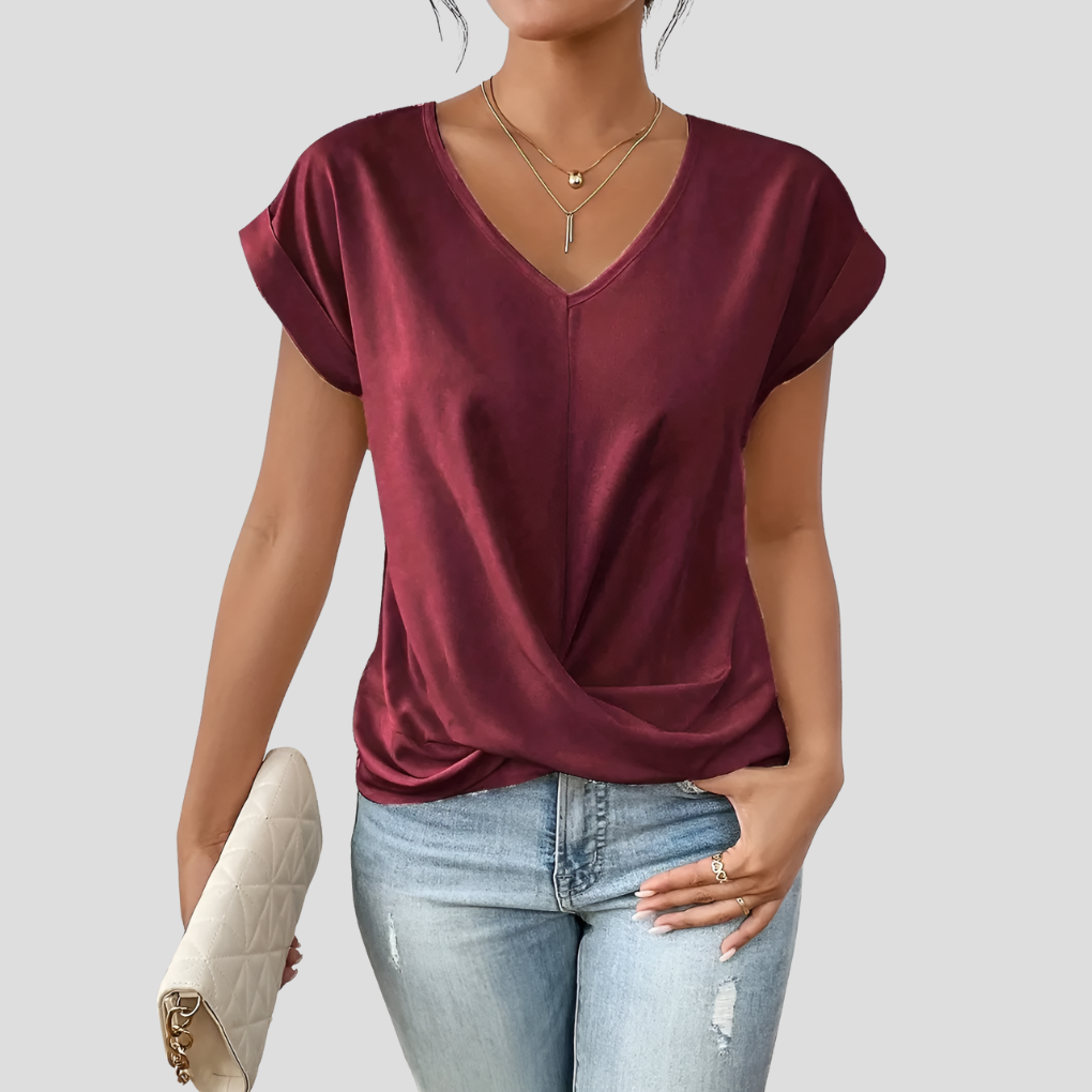 Davy | Women's V-Neck Twisted Hem Top