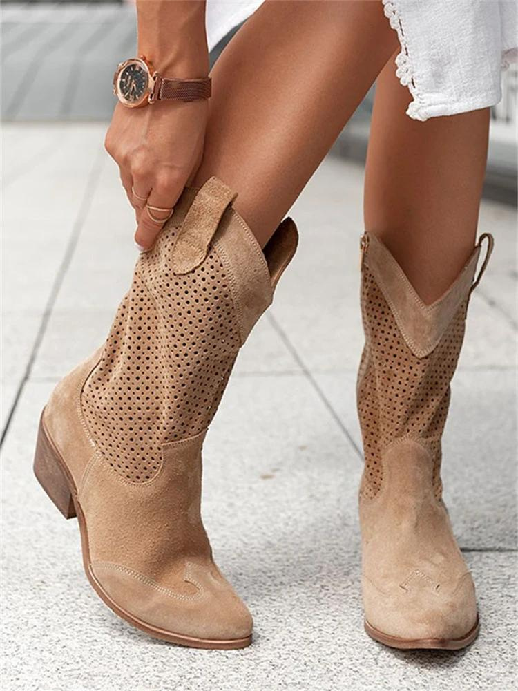 Davy | Women's Western Cowboy Boots Perforated