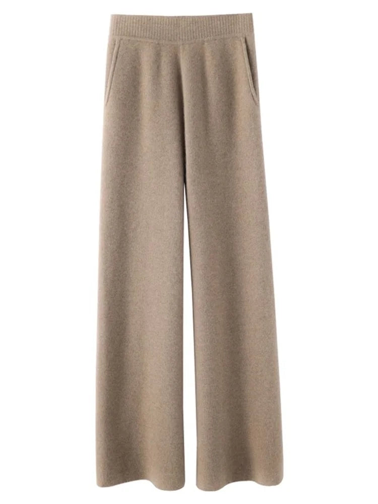 Elara Cashmere Comfort Pants for Women, High-Waisted