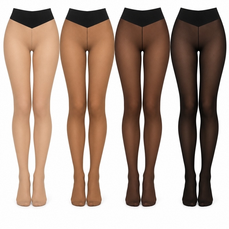 Fleece-Lined Tights with a Sheer Look