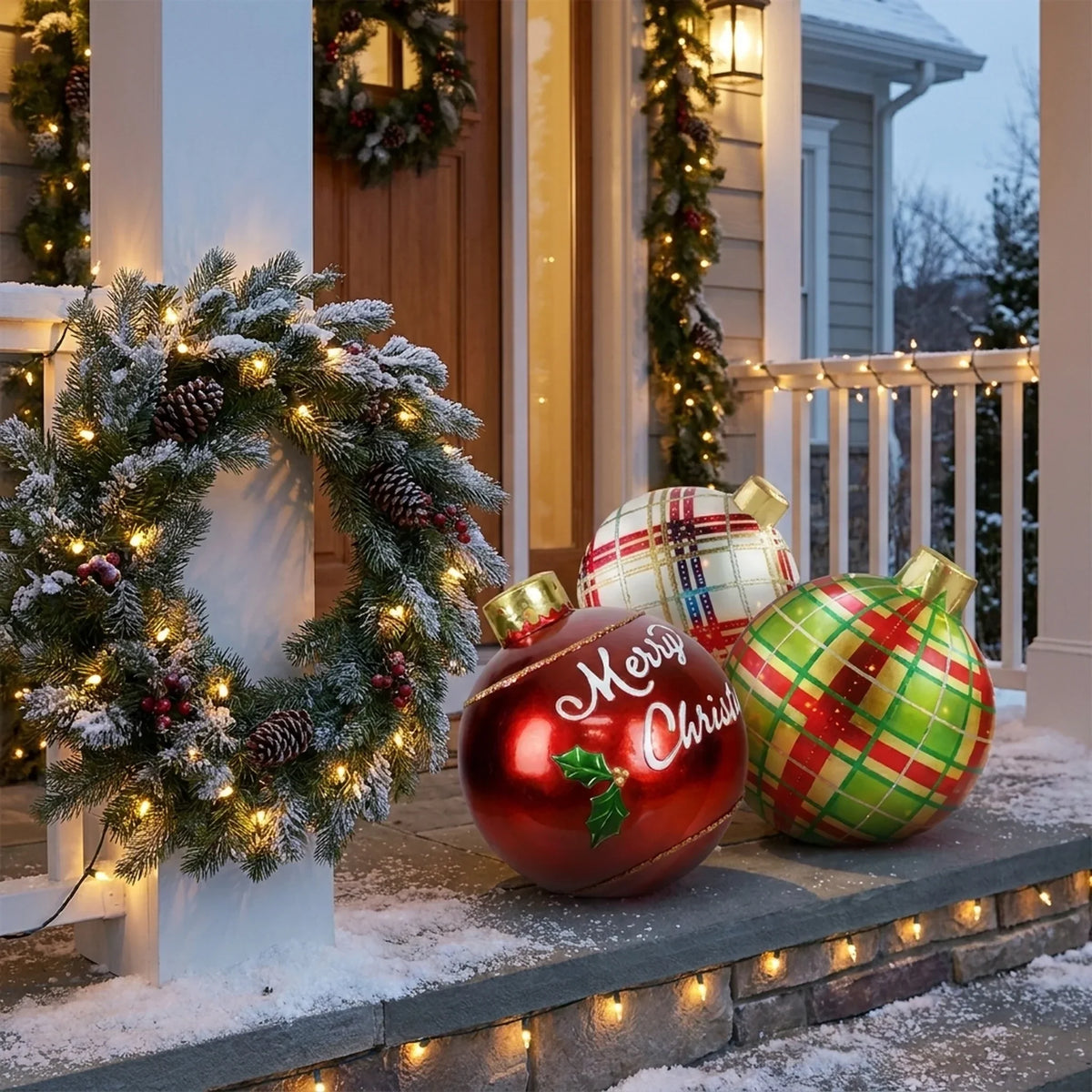 Boule de Noël gonflable géante pour décorations extérieures des fêtes