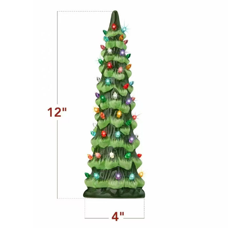 Handcrafted Ceramic Christmas Tree with LED Lights