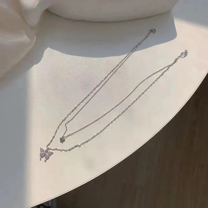 Layered Silver Necklace - FlutterJewelry