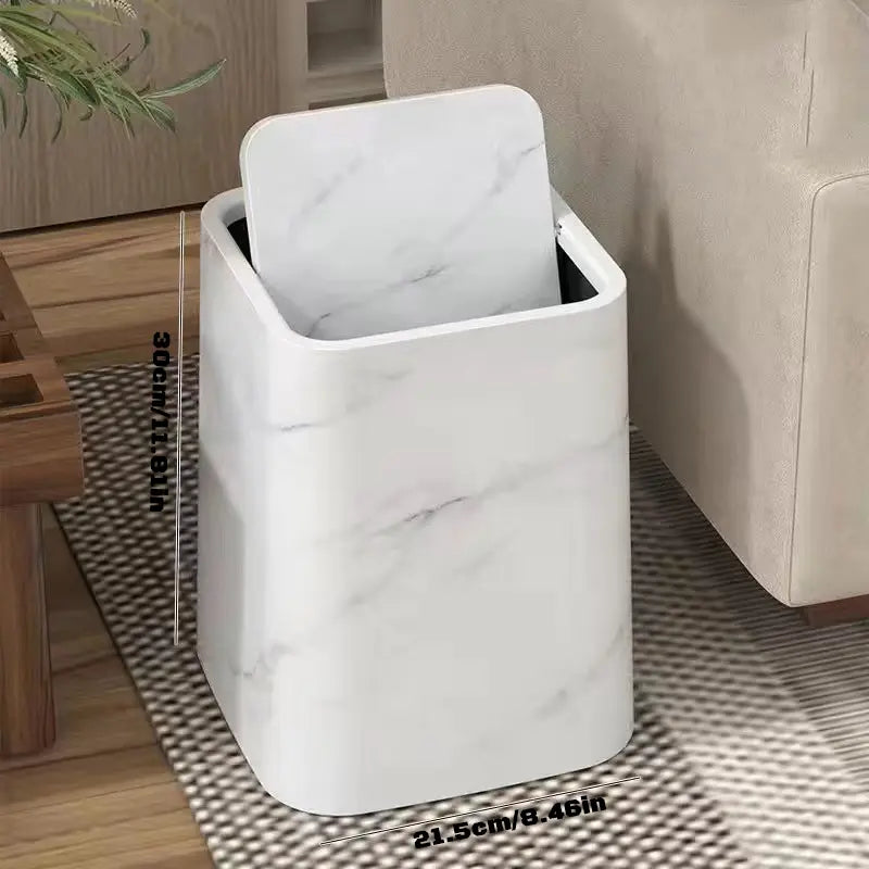 Marble Design Trash Can with Swing Lid