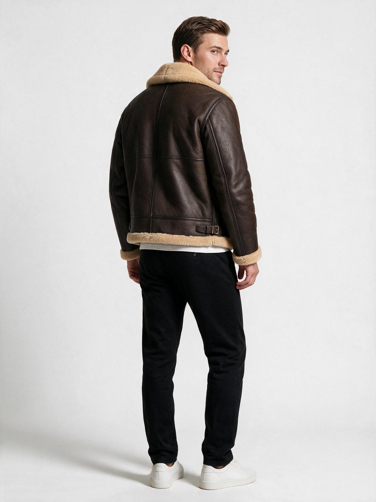 Men's Aviator Jacket with Wide Collar