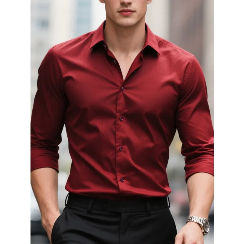 Chemise homme ajustée à col boutonné pour un style professionnel et décontracté