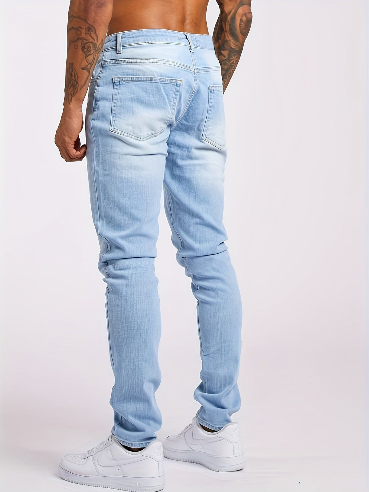 Jean décontracté en denim extensible pour homme, coupe ajustée