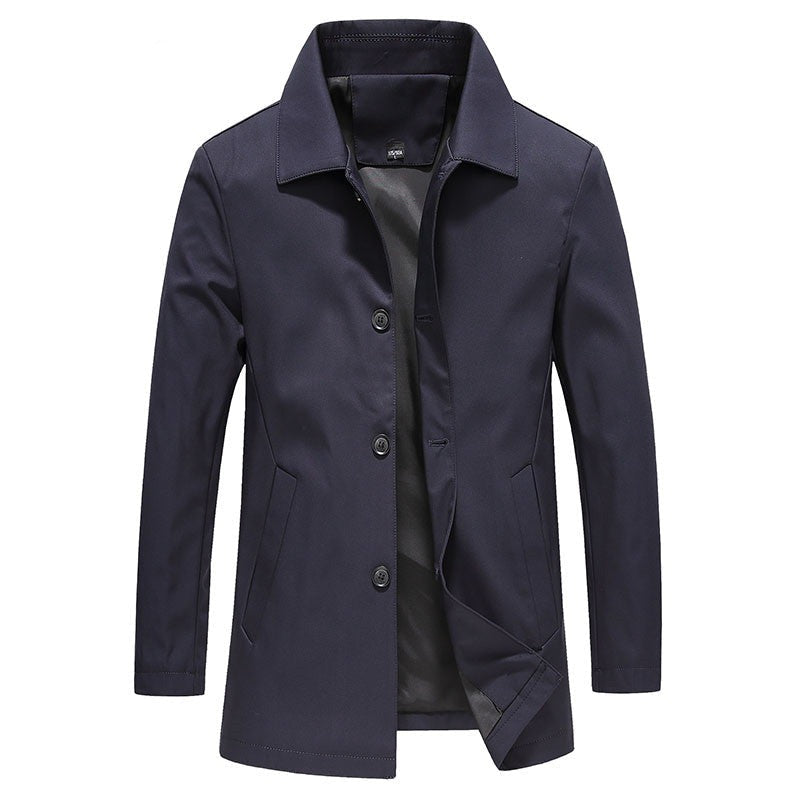 Longue veste coupe-vent pour homme, de couleur unie