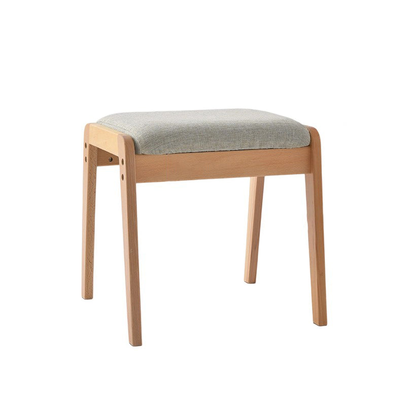 Tabouret de coiffeuse rectangulaire minimaliste moderne en bois massif et lin pour chambre