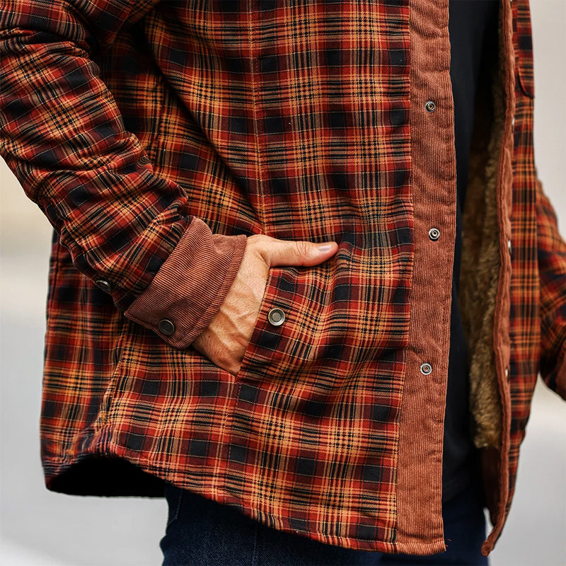 Veste d'extérieur à carreaux doublée en sherpa