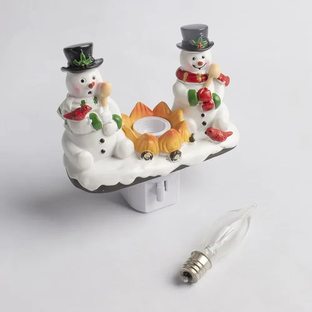 Plug-In Snowman Campfire Christmas Night Light