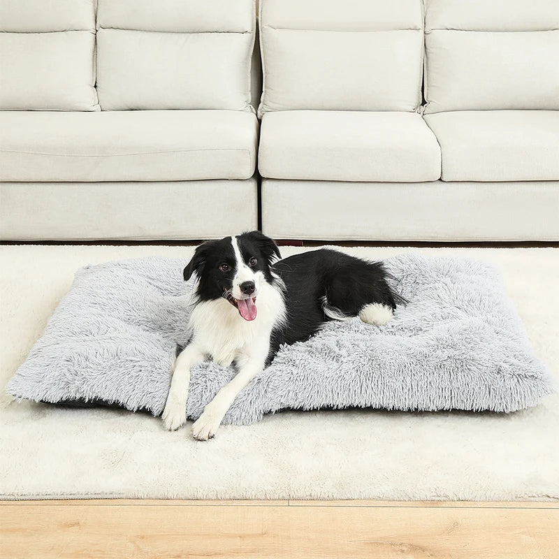 Plush Dog Bed with Non-Slip Bottom and Foldable Design