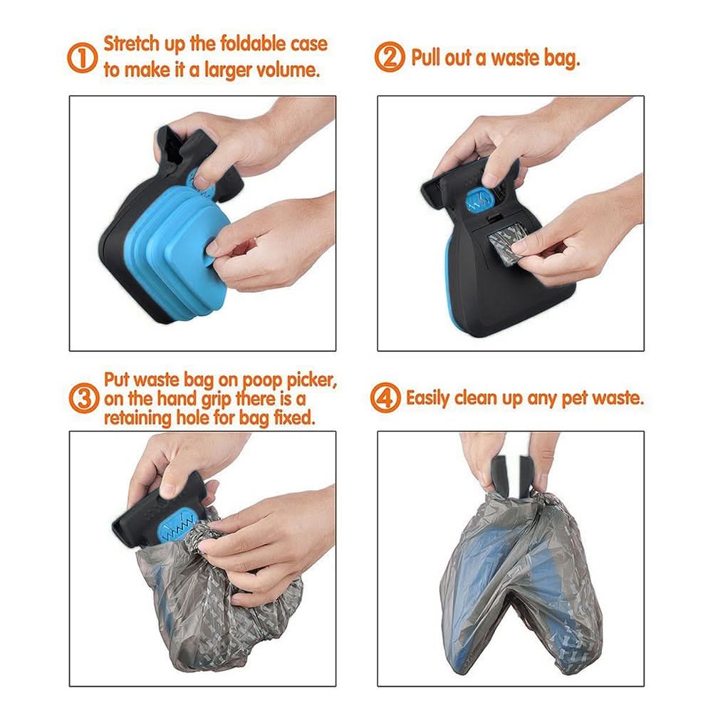 Portable Dog Poop Scooper with Clip and One-Handed Operation