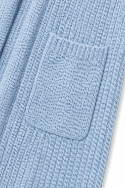 Ribbed Open-Front Long Duster Cardigan