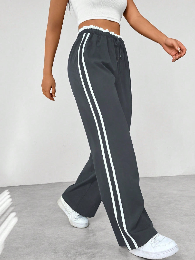 Trendy Wide-Leg Track Pants