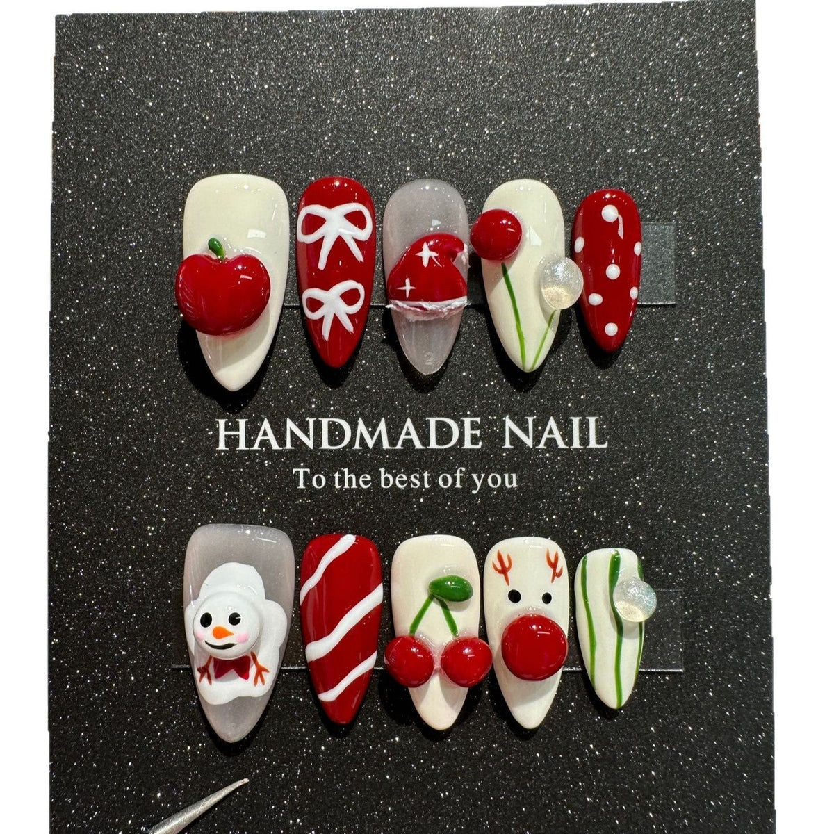 Whimsical Holiday-Themed Press-On Nail Set