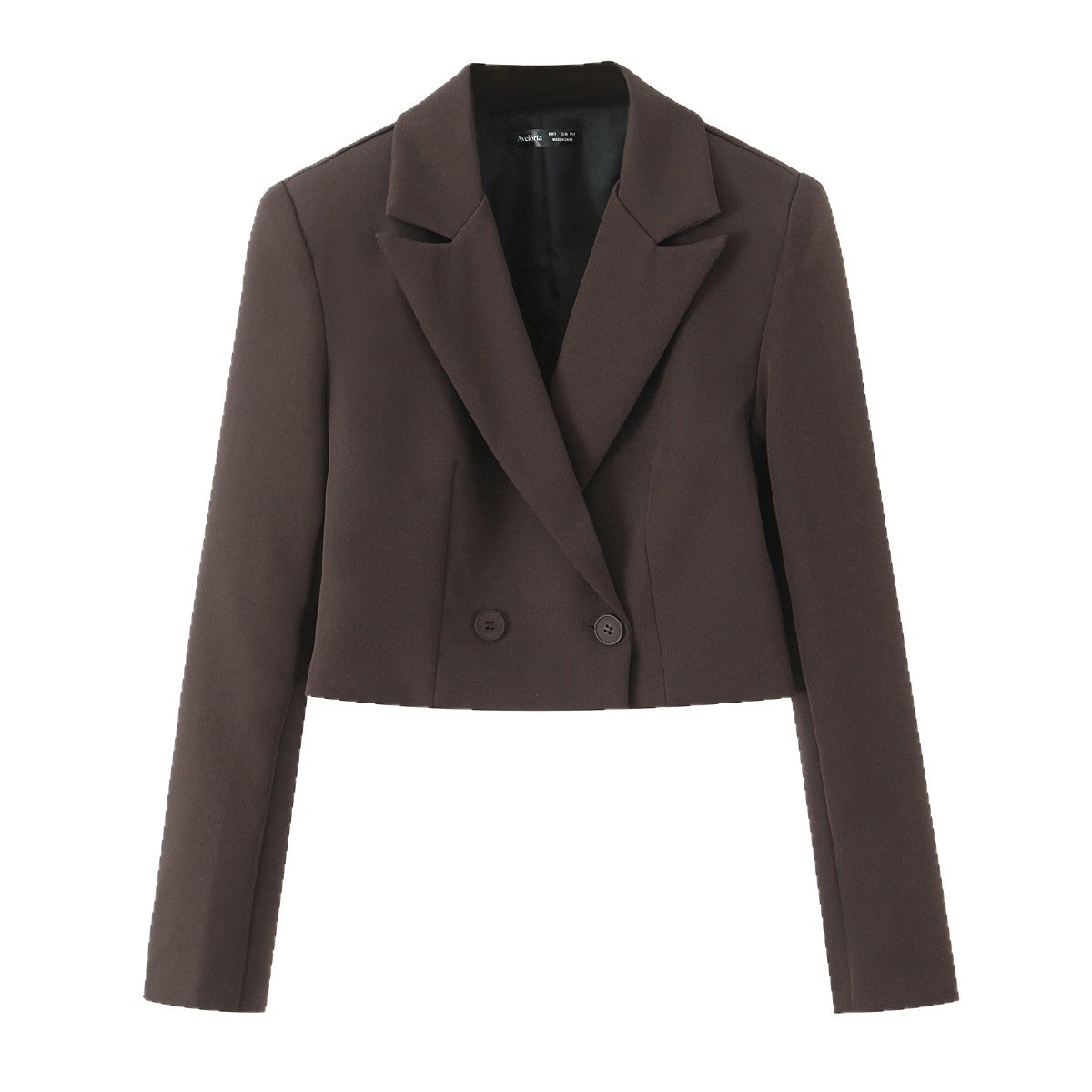 Women's Cropped Blazer with Double-Button Closure and Lapel Collar