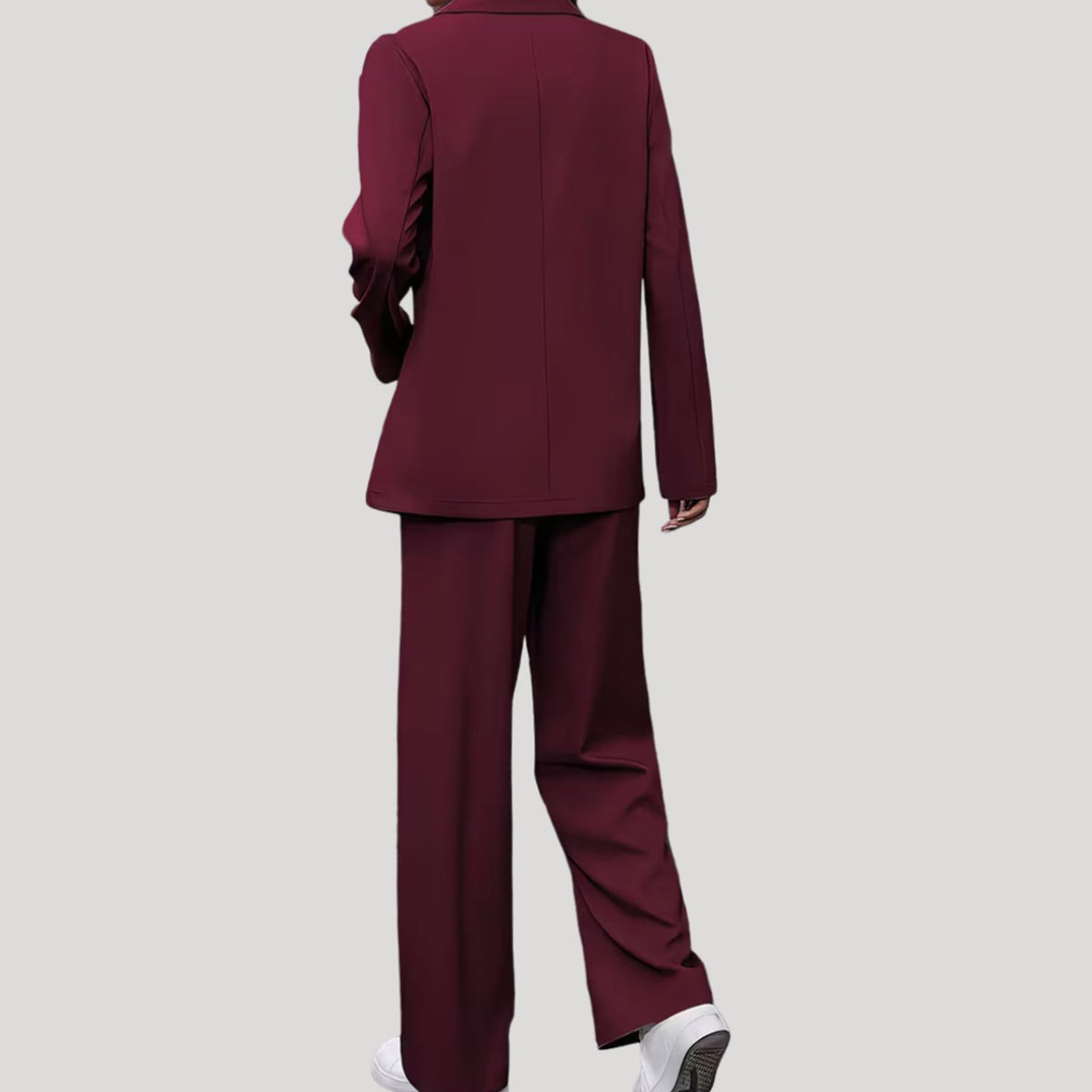 Women's Double-Breasted Tailored Wide-Leg Blazer and Pants Suit Set