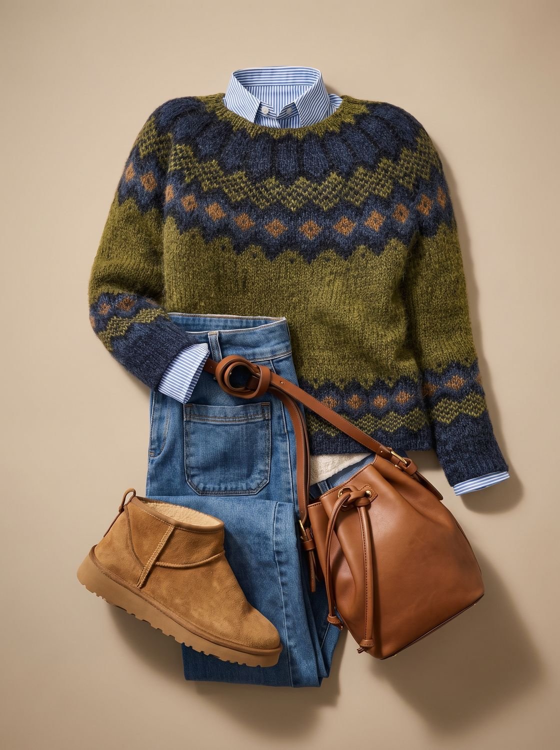Women's Fair Isle Nordic Knit Crewneck Sweater