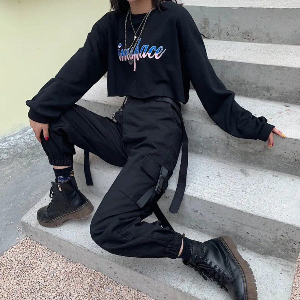 Pantalon cargo taille haute pour femme - Streetwear confortable au quotidien