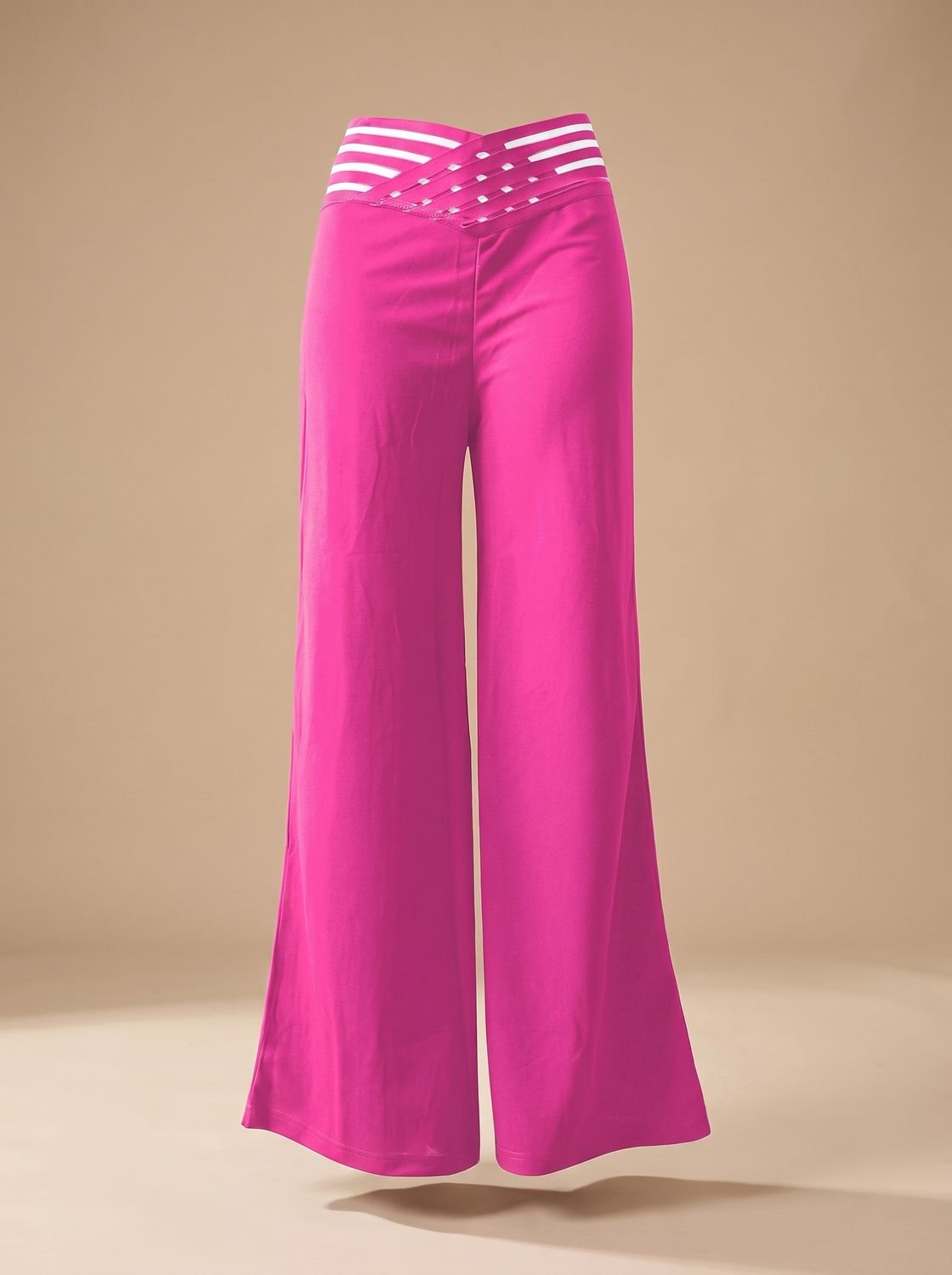 Pantalon large pour femme à taille haute et ceinture croisée
