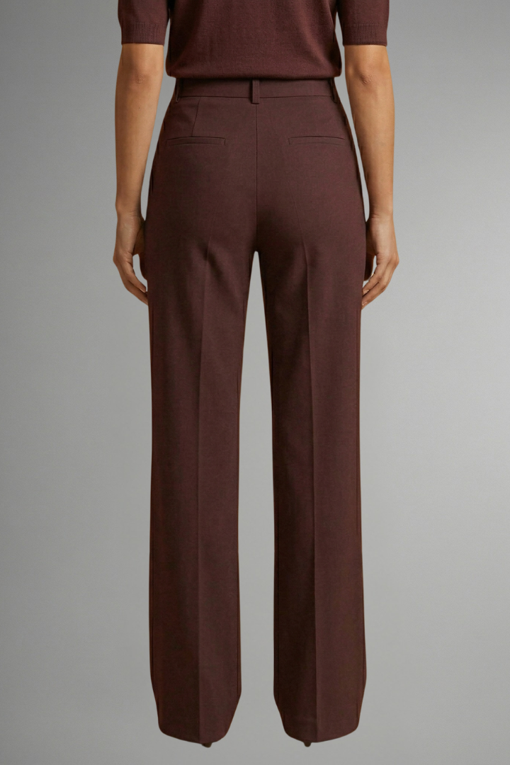 Women's High-Waisted Tailored Wide-Leg Trousers with Button Closure