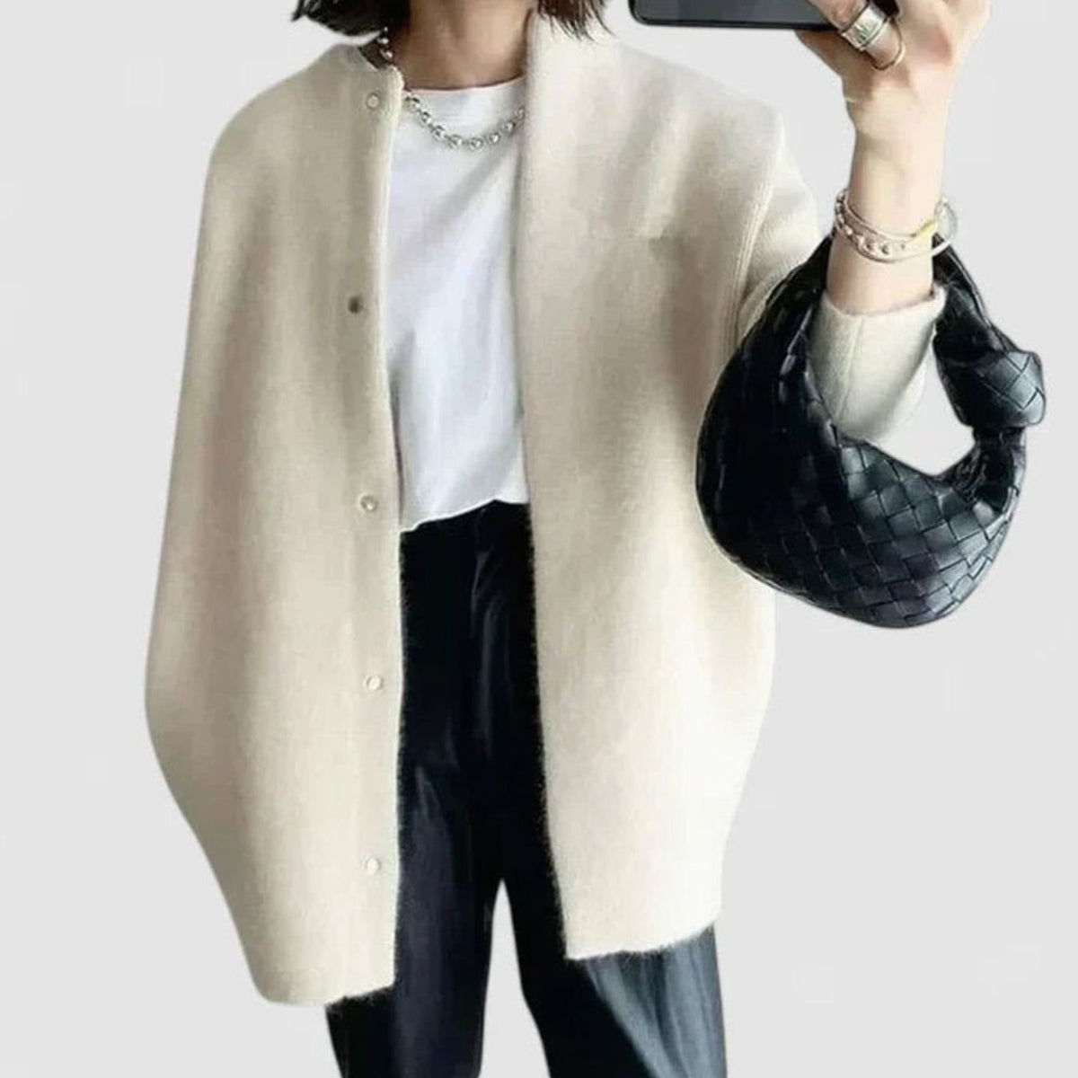 Gilet en maille oversize à boutons sur le devant pour femme, kaki