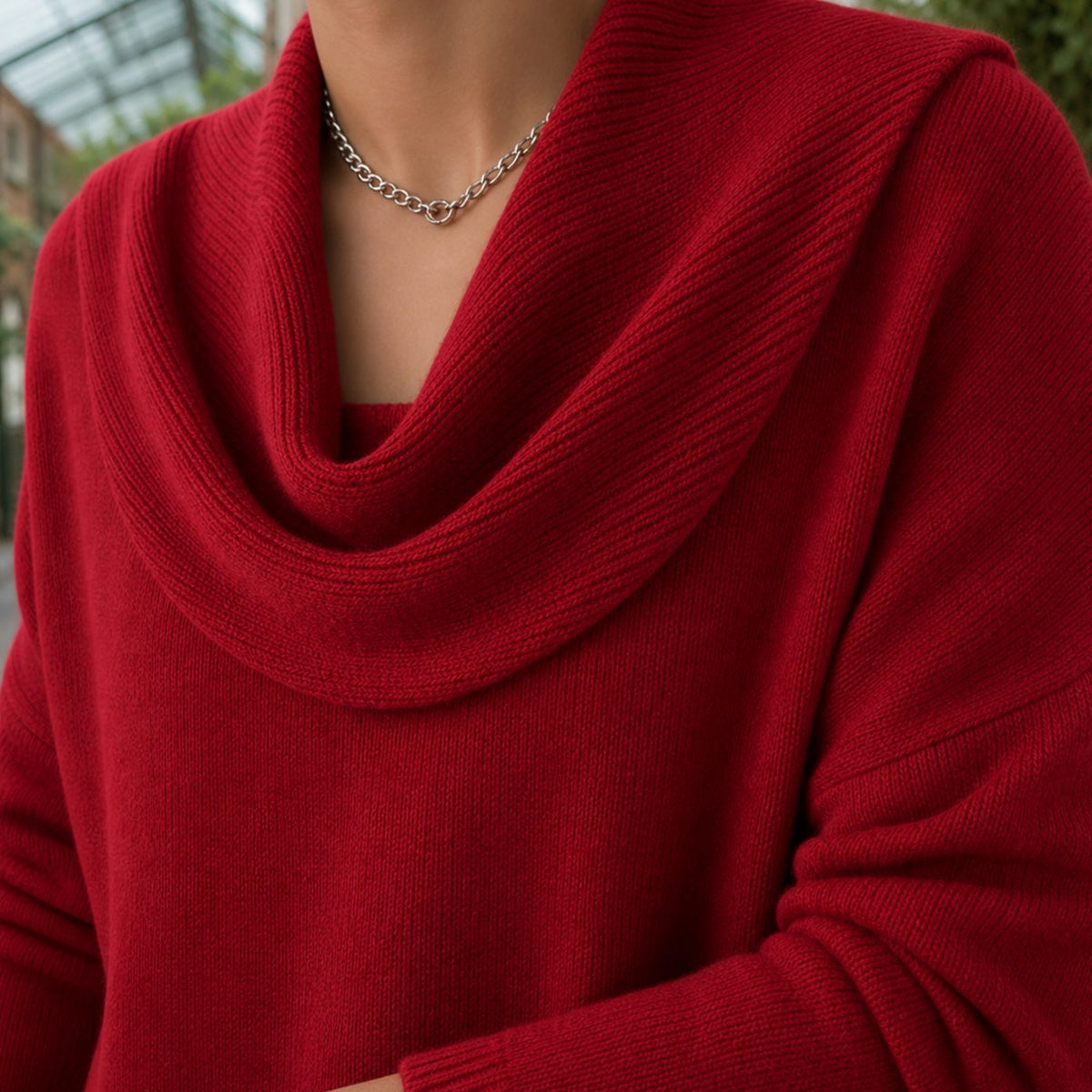 Women's Relaxed Cowl Neck Dropped-Shoulder Jumper
