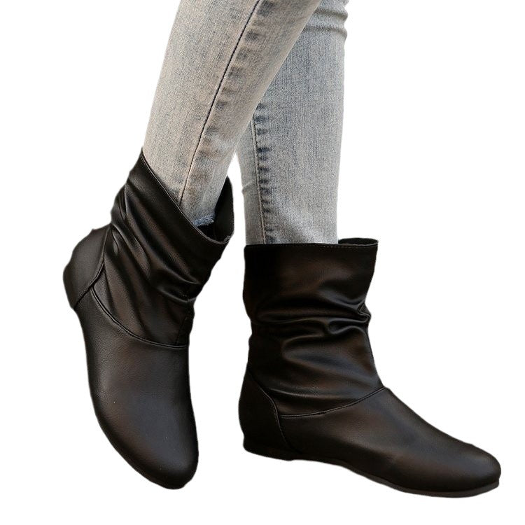 Women's Stylish Ankle Boots with Elegant Ruched Design and Soft Upper